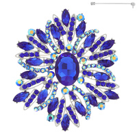 CRYSTAL RHINESTONE VINE CLUSTER BROOCH PIN